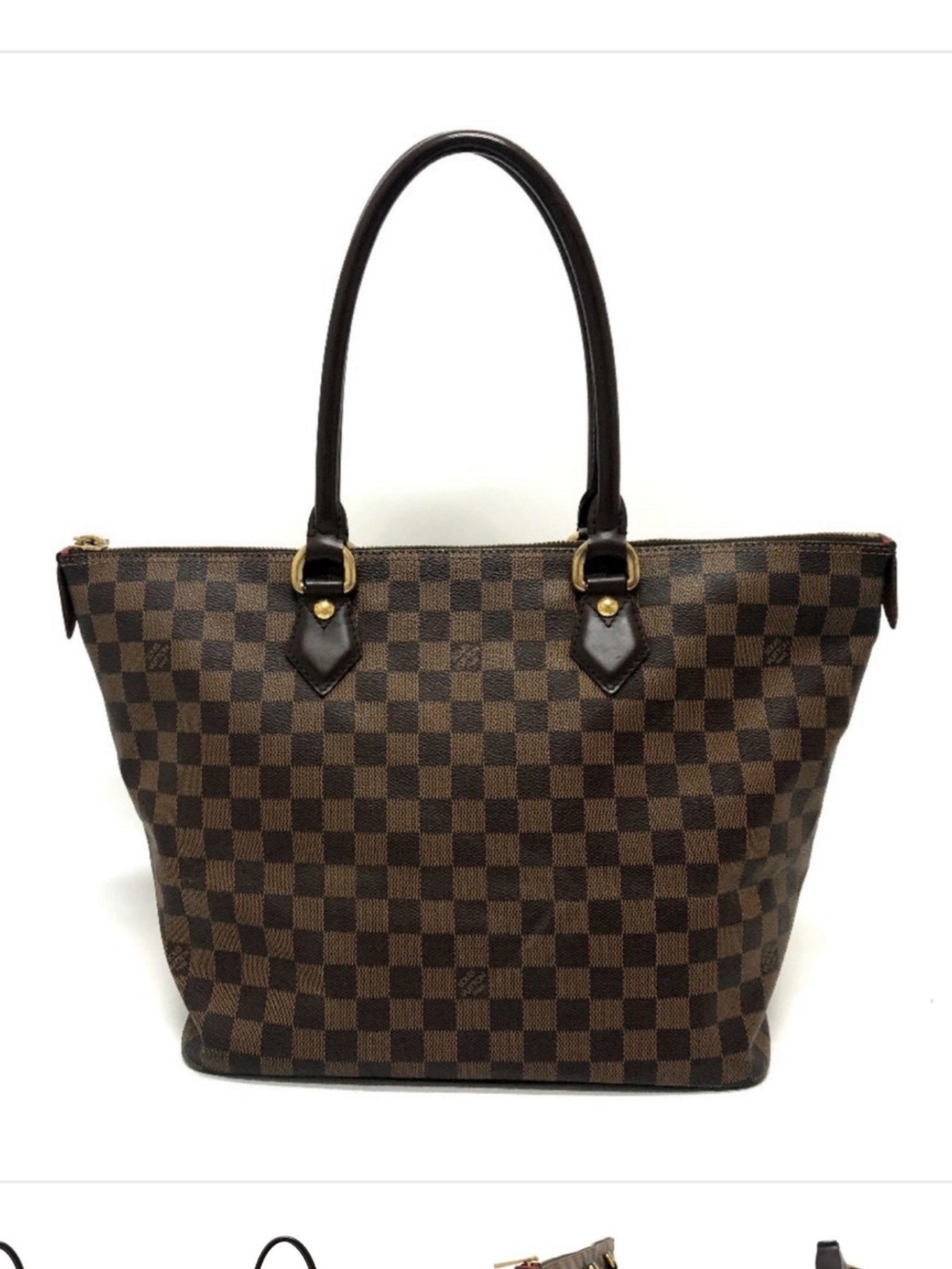 LOUIS VUITTON Saleya MM Tote Bag, Damier Canvas, Women's, Ebene, Brown
